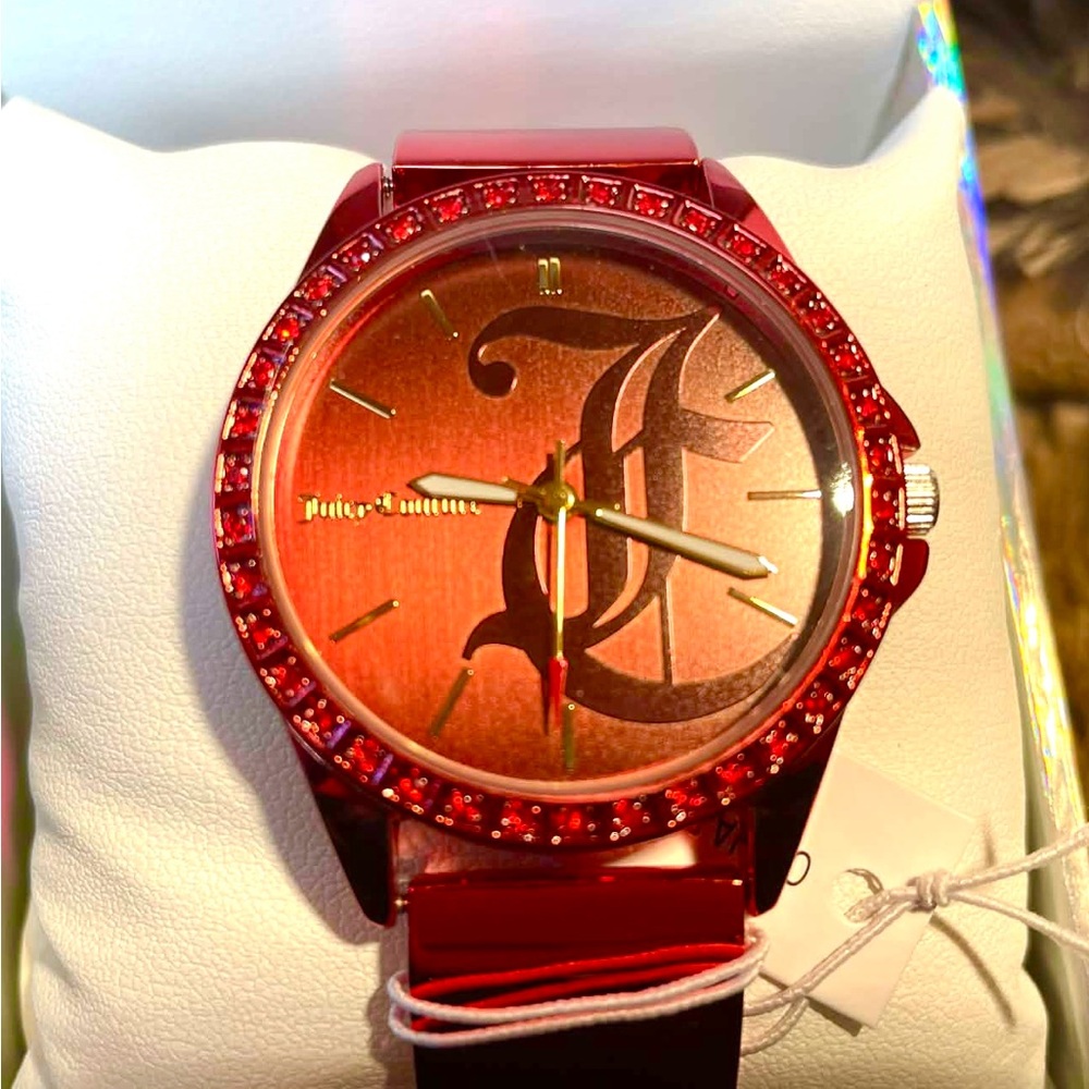 Juicy Couture New Black Label Red Women’s Watch Battery Powered Sparkles